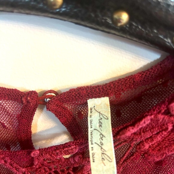 Free People lacy free edge burgundy blouse! ✌️ - Picture 4 of 4